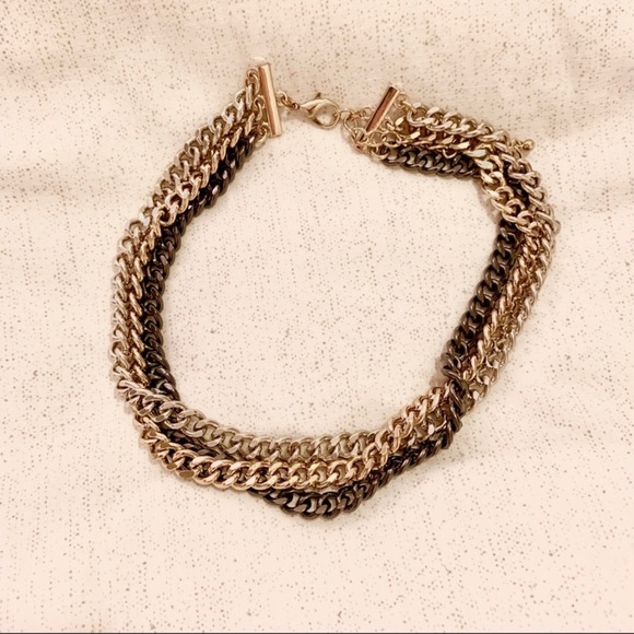 Triple Chain Tricolour Necklace - Picture 2 of 6